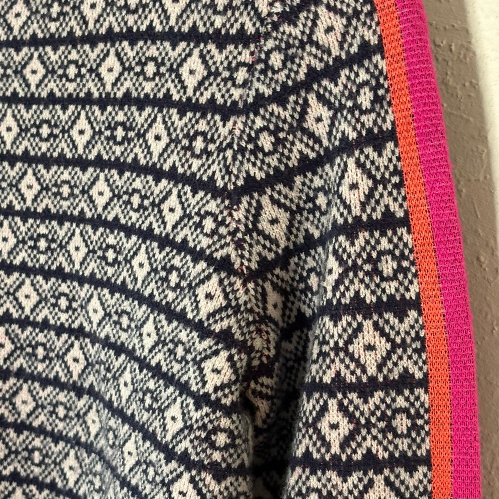 Maeve Anthropologie Sz Small Navy White Ski Slope Alpine Turtleneck Sweater - Picture 4 of 11